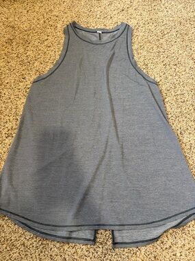Lululemon Split Back Racerback Tank Gray Blue Sleeveless High Neck size 10
